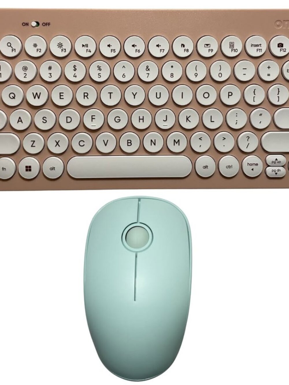 Pink Wireless Keyboard + Mint Green Wireless Mouse Aesthetic Desk Working Bundle